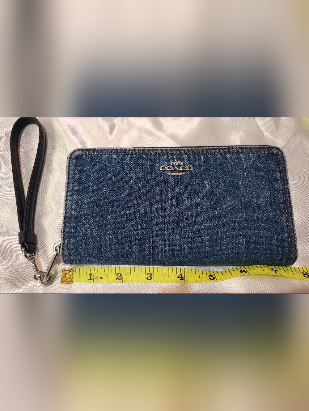 Coach Denim Zip Wallet - Medium Blue with Silver Logo - Picture 4 of 10